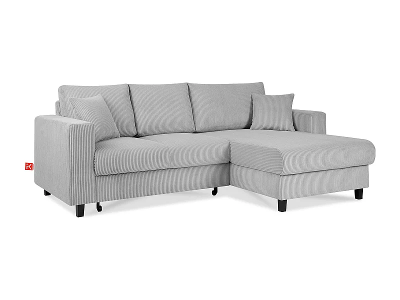 Canapé d'angle convertible droit - 3 places - EGRET - Gris clair