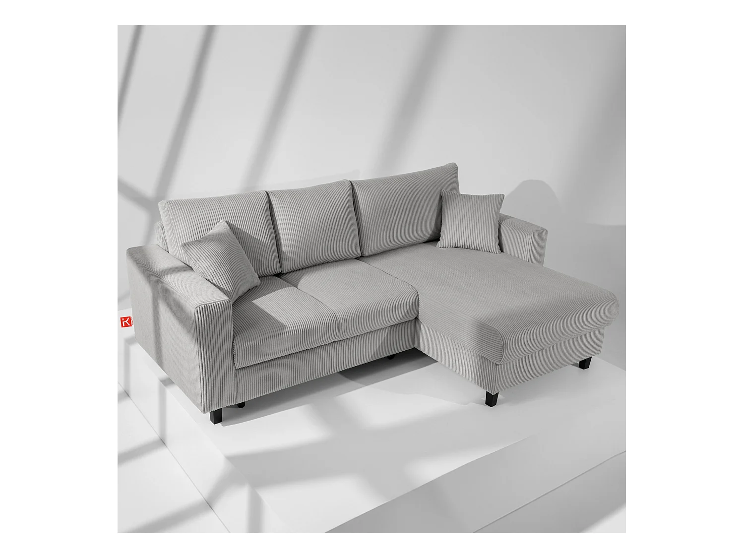 Ecksofa rechts - 3-Sitzer - EGRET - Hellgrau