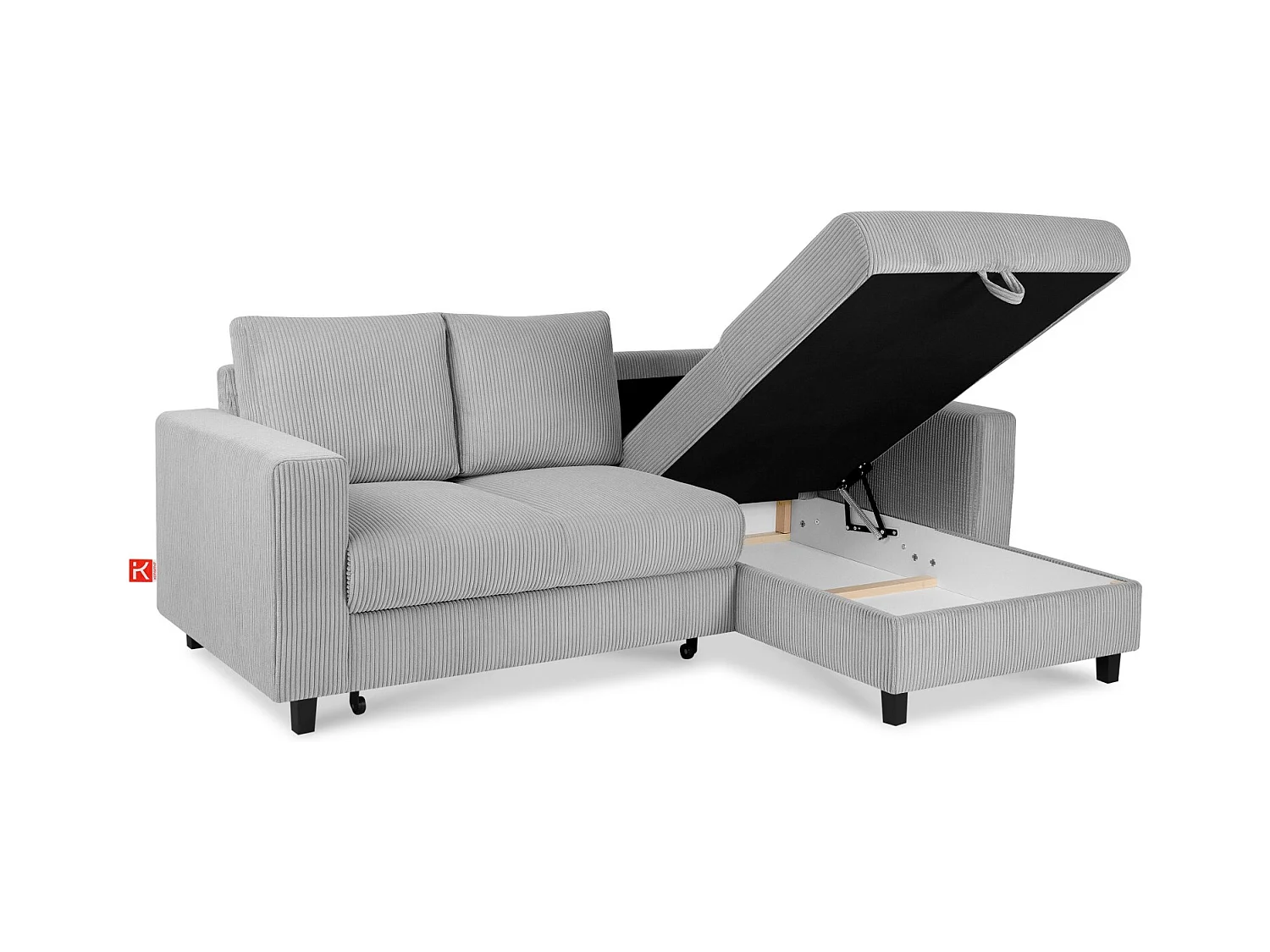 Ecksofa rechts - 3-Sitzer - EGRET - Hellgrau