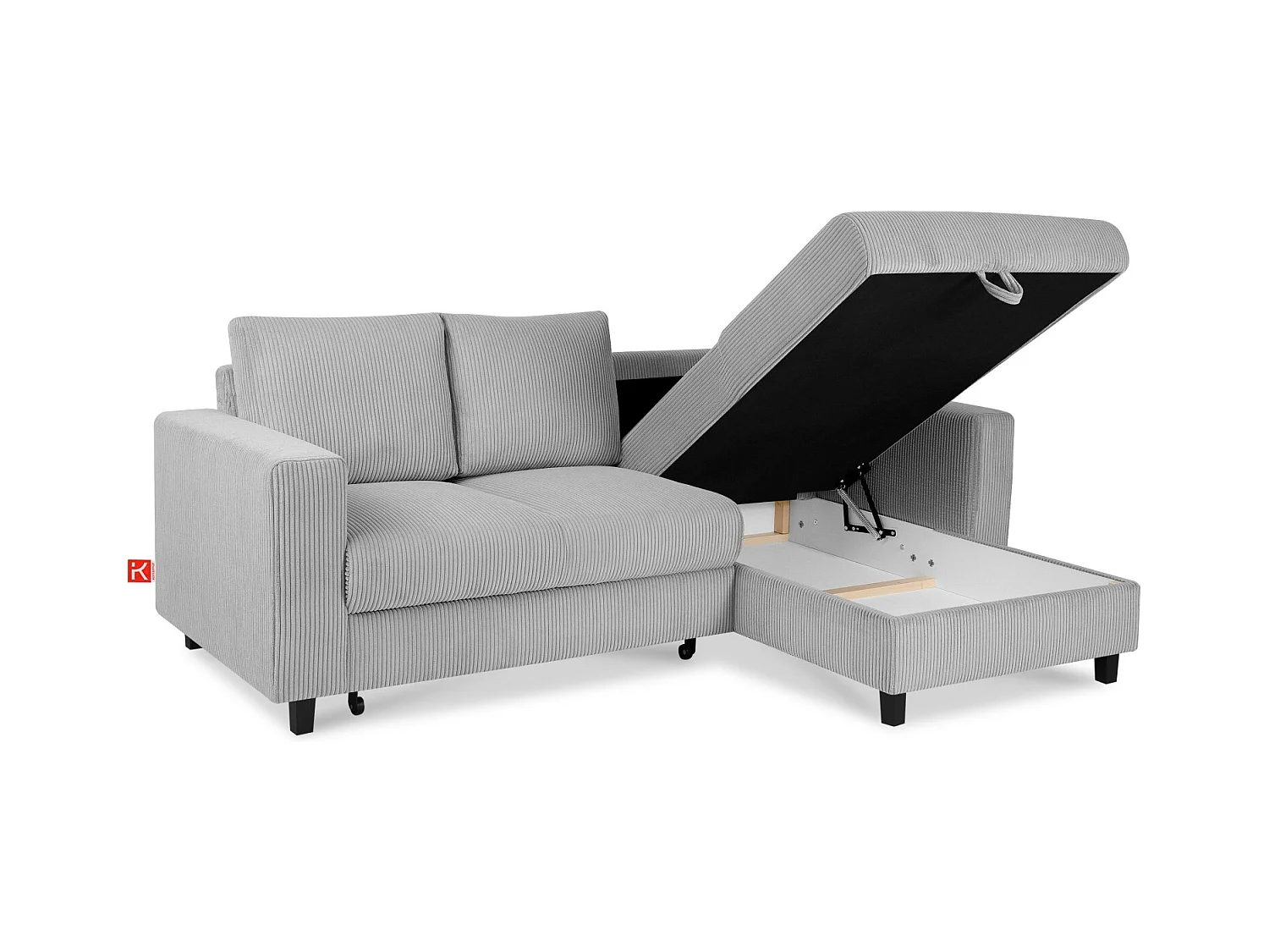 Ecksofa rechts - 3-Sitzer - EGRET - Hellgrau