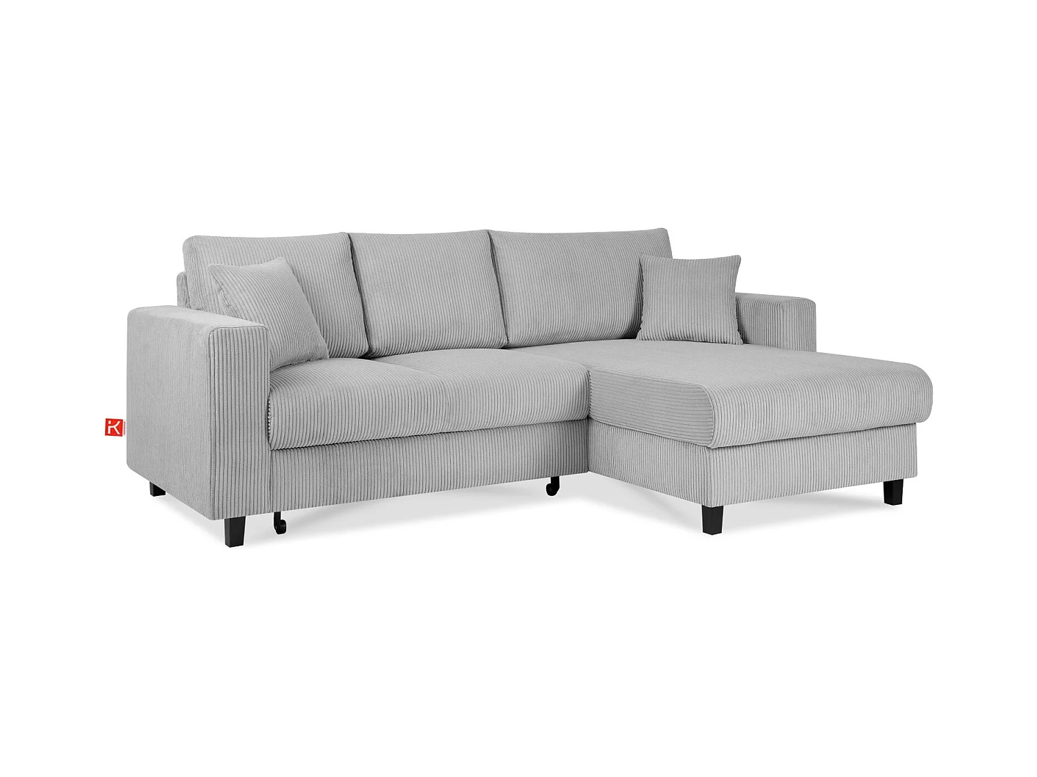 Canapé d'angle convertible droit - 3 places - EGRET - Gris clair