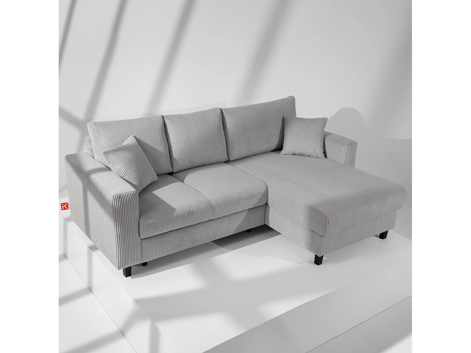 Ecksofa rechts - 3-Sitzer - EGRET - Hellgrau