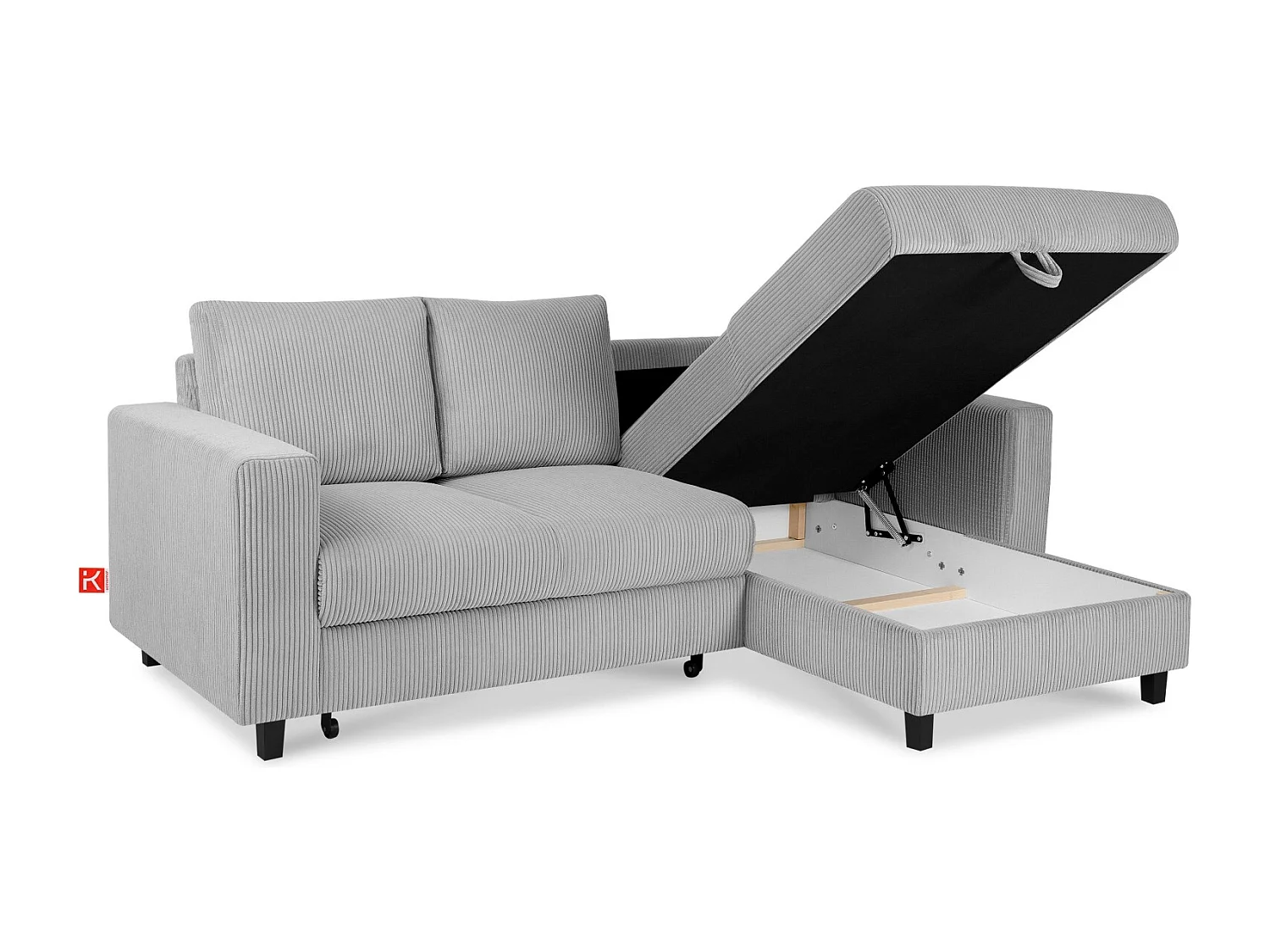 Ecksofa rechts - 3-Sitzer - EGRET - Hellgrau