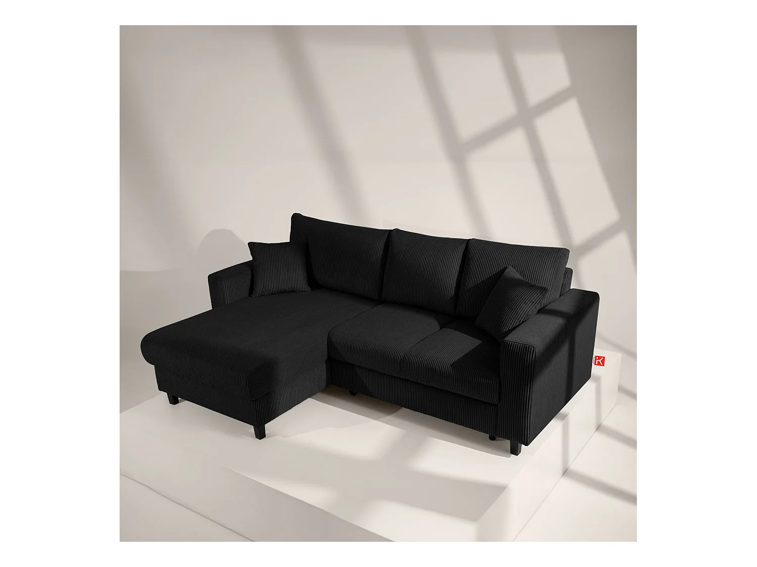 Ecksofa links - 3-Sitzer - EGRET - Schwarz