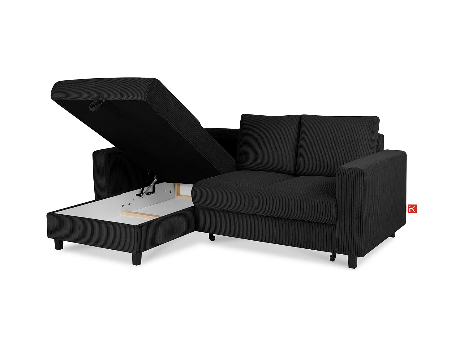 Ecksofa links - 3-Sitzer - EGRET - Schwarz