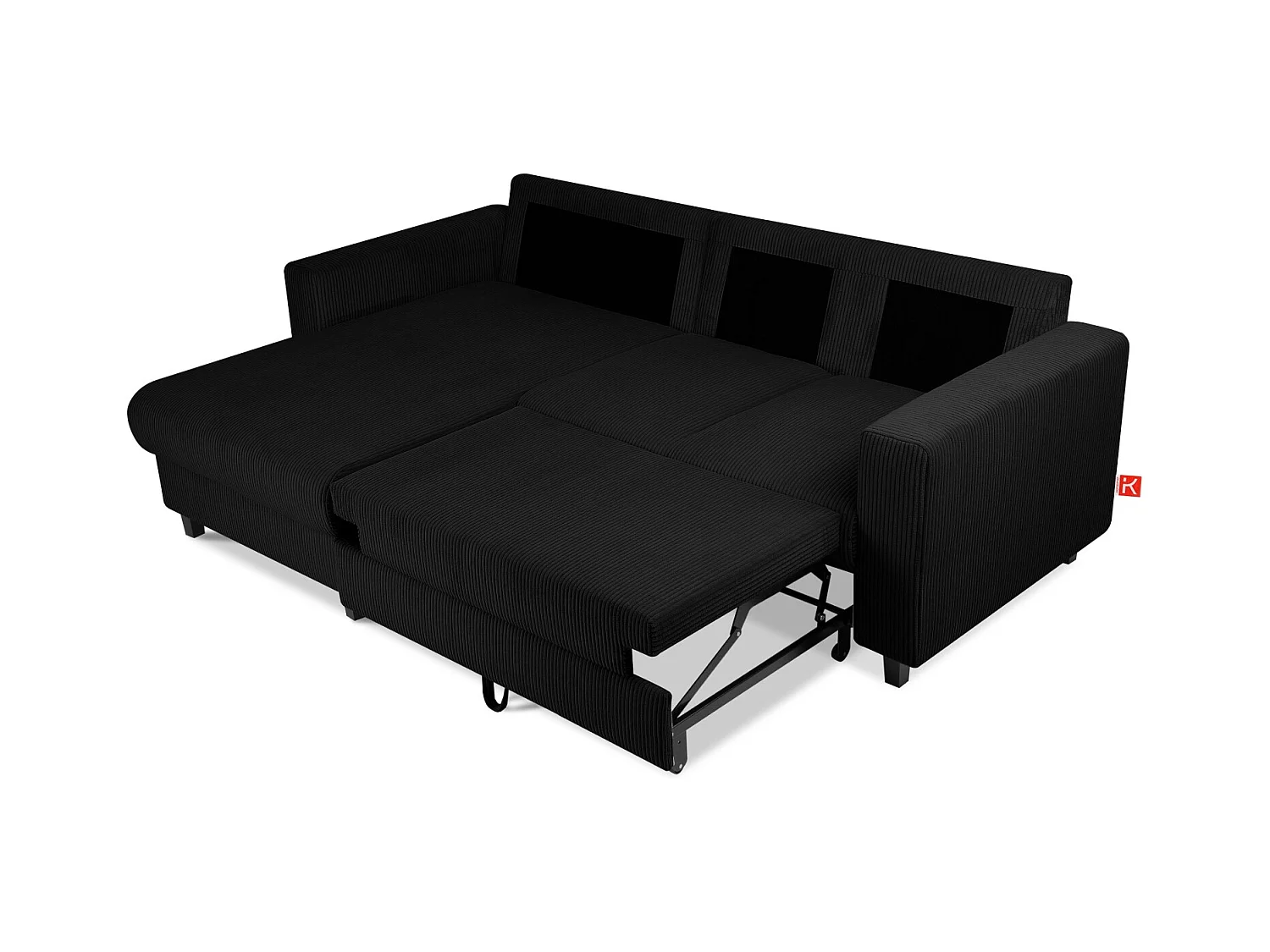 Ecksofa links - 3-Sitzer - EGRET - Schwarz