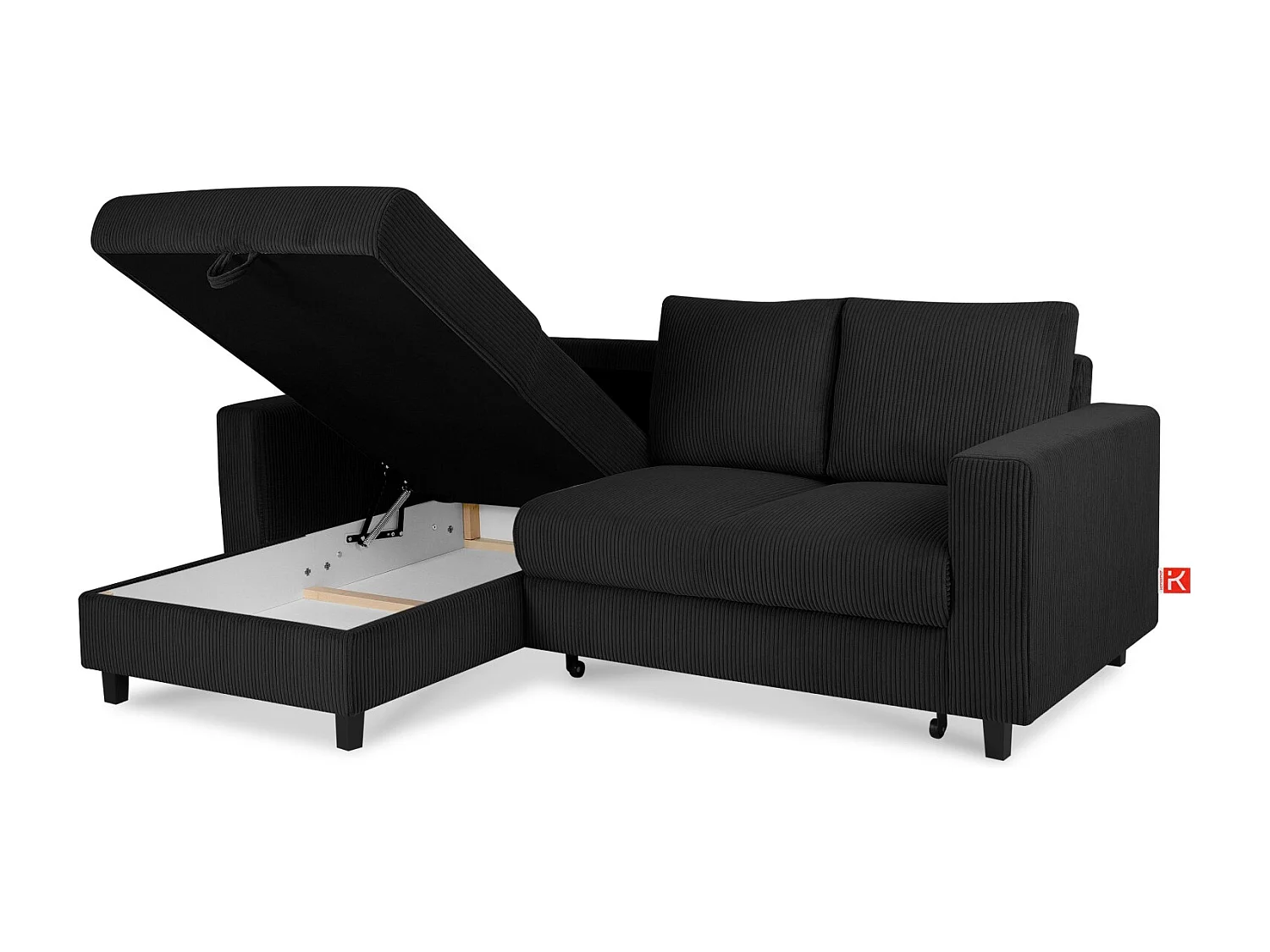 Ecksofa links - 3-Sitzer - EGRET - Schwarz