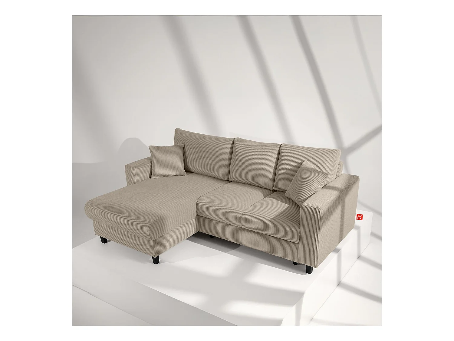 Ecksofa links - 3-Sitzer - EGRET - Beige