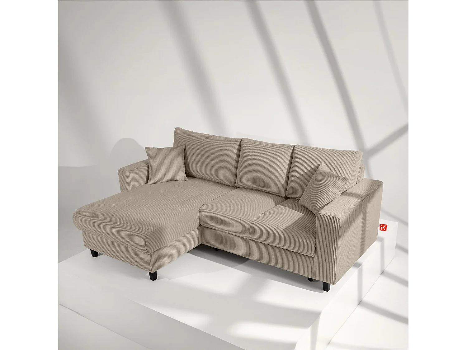 Ecksofa links - 3-Sitzer - EGRET - Beige