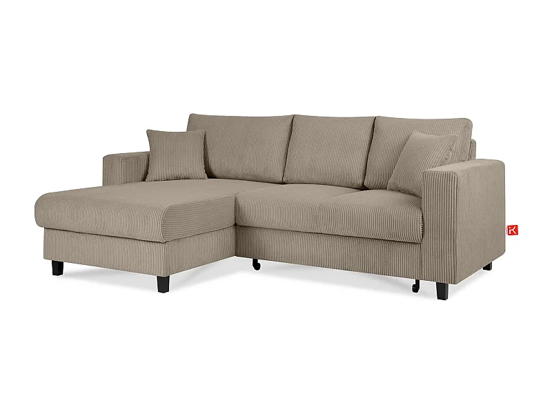 Canapé d'angle convertible gauche - 3 places - EGRET - Beige