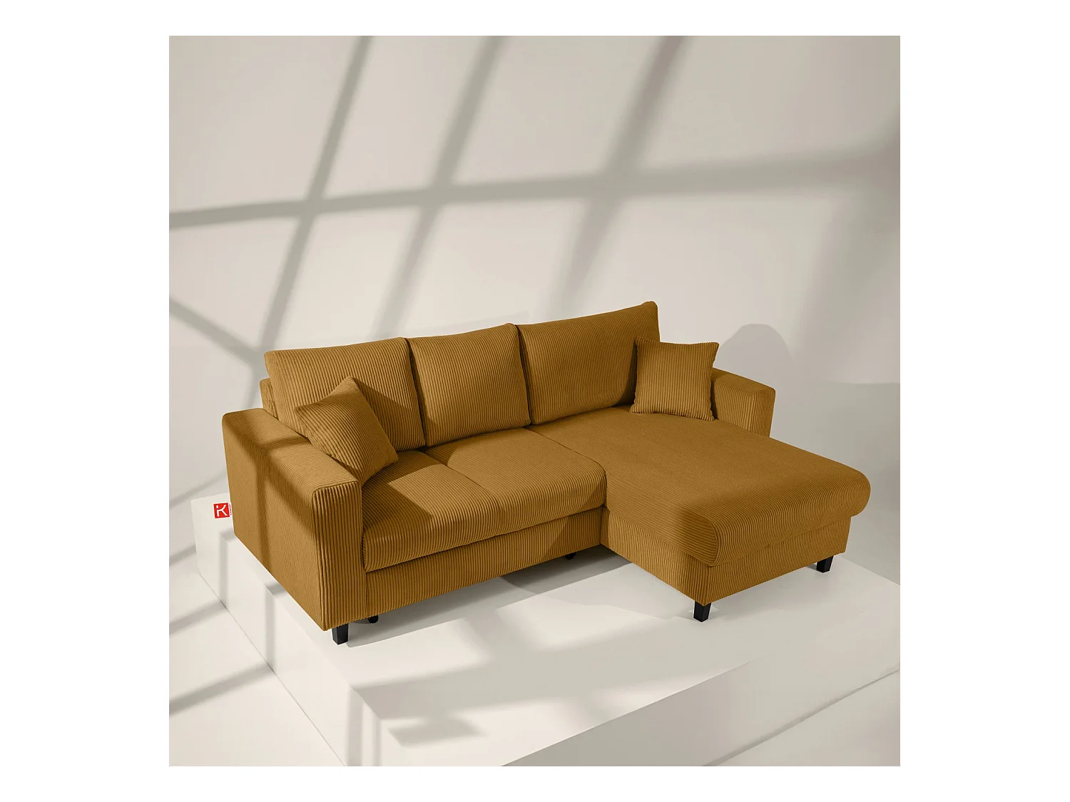 Ecksofa rechts - 3-Sitzer - EGRET - Gelb