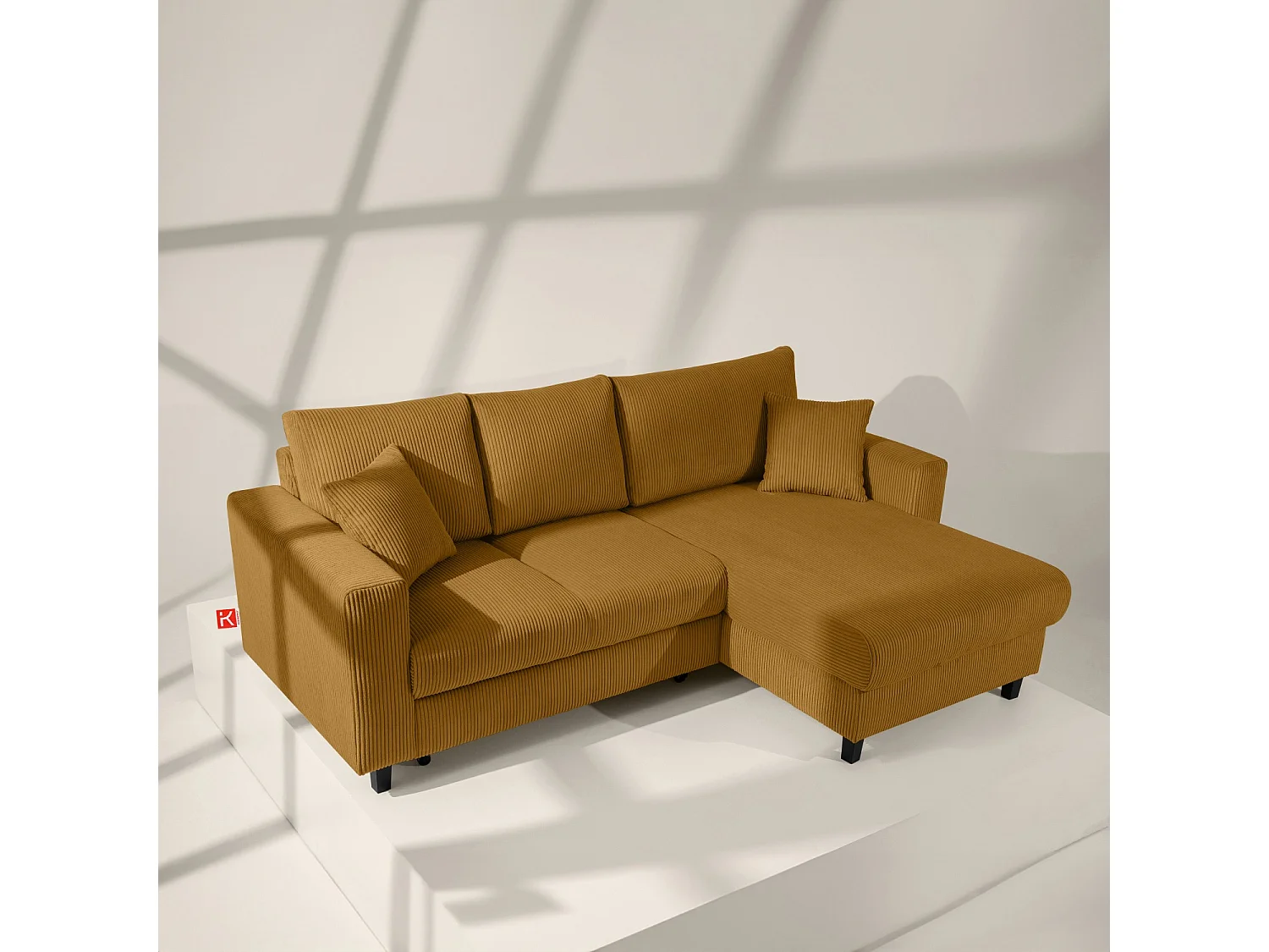 Ecksofa rechts - 3-Sitzer - EGRET - Gelb