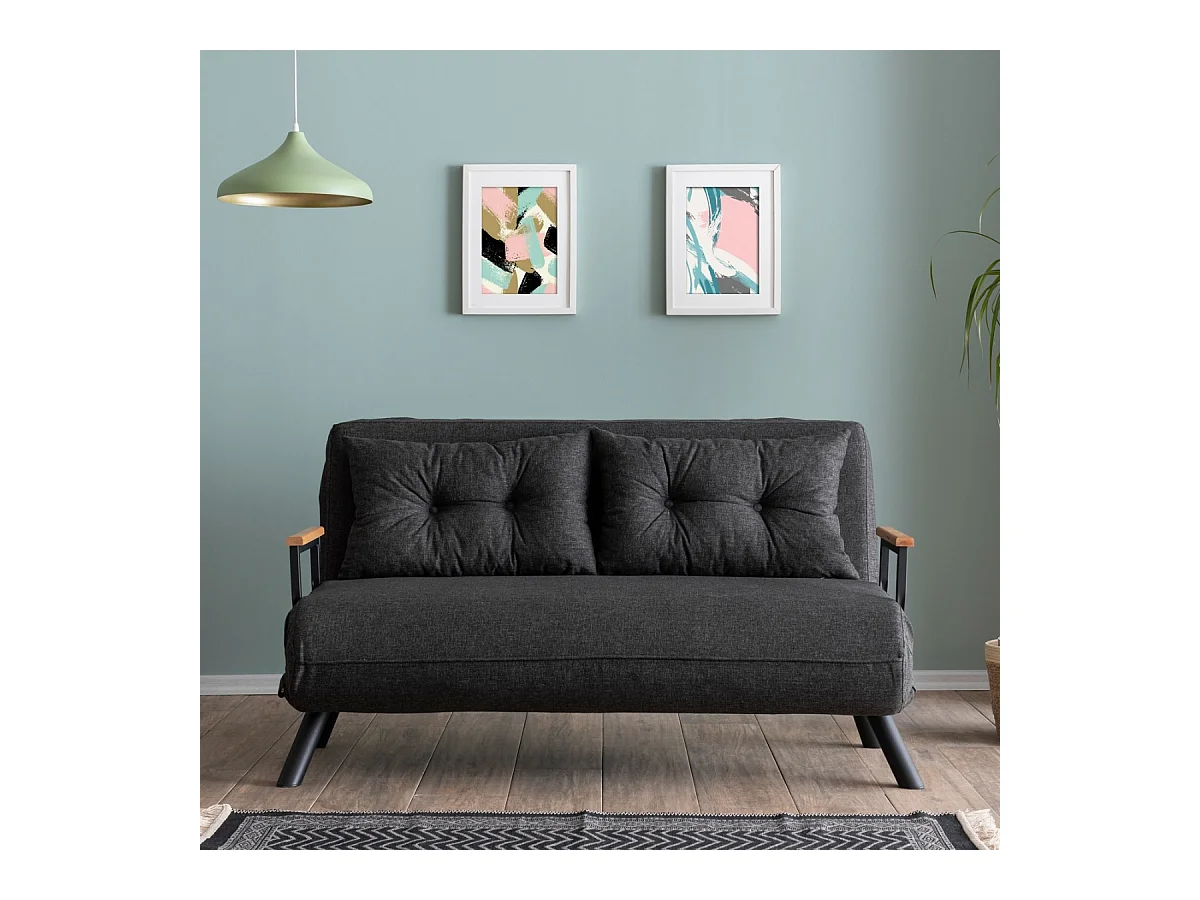 Canapé lit 2 places convertible en tissu avec pieds en métal L133 cm - SANDO