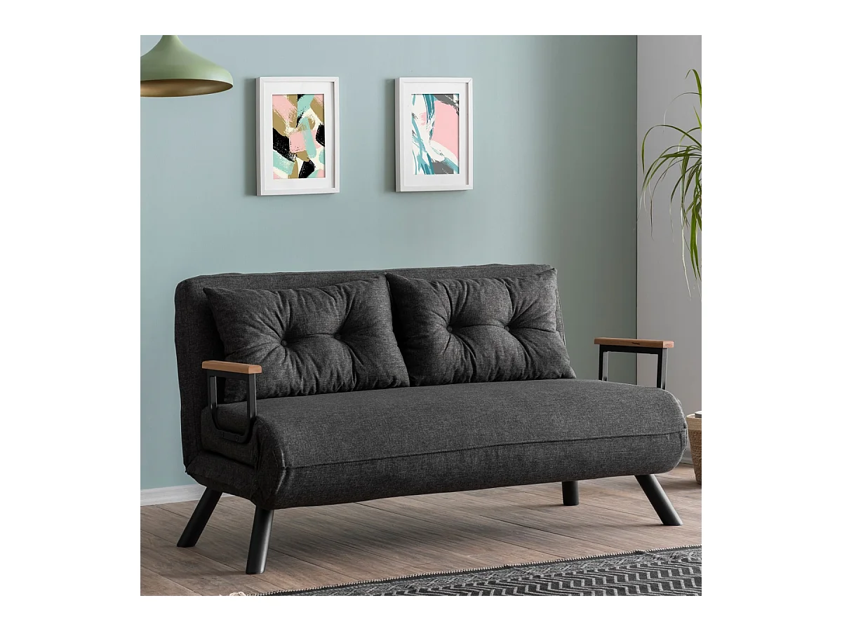 Canapé lit 2 places convertible en tissu avec pieds en métal L133 cm - SANDO