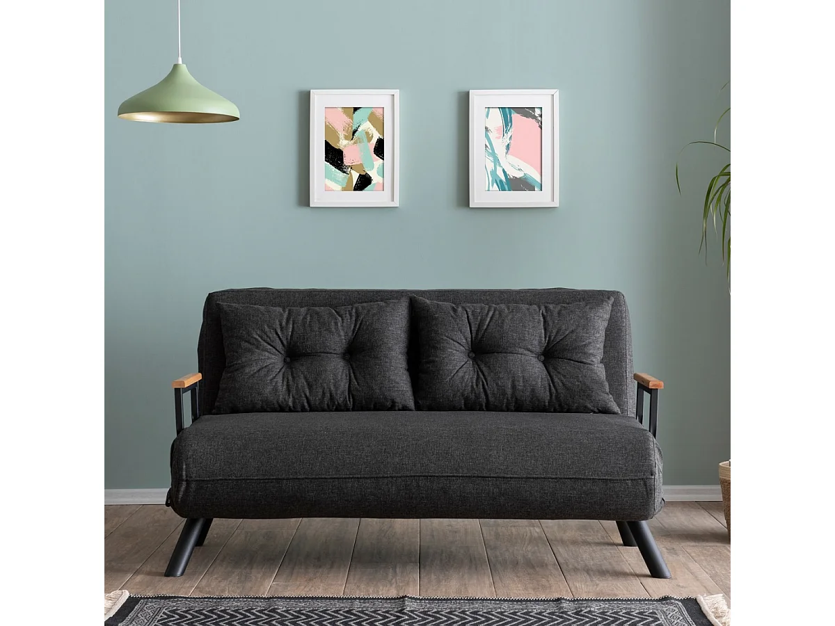 Canapé lit 2 places convertible en tissu avec pieds en métal L133 cm - SANDO