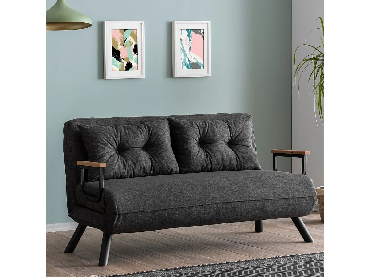Schlafsofa für 2 Personen mit Stoffbezug und Metallfüßen L133 cm – SANDO