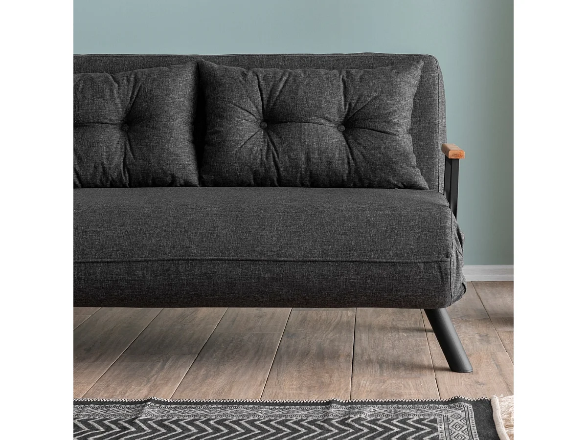 Schlafsofa für 2 Personen mit Stoffbezug und Metallfüßen L133 cm – SANDO
