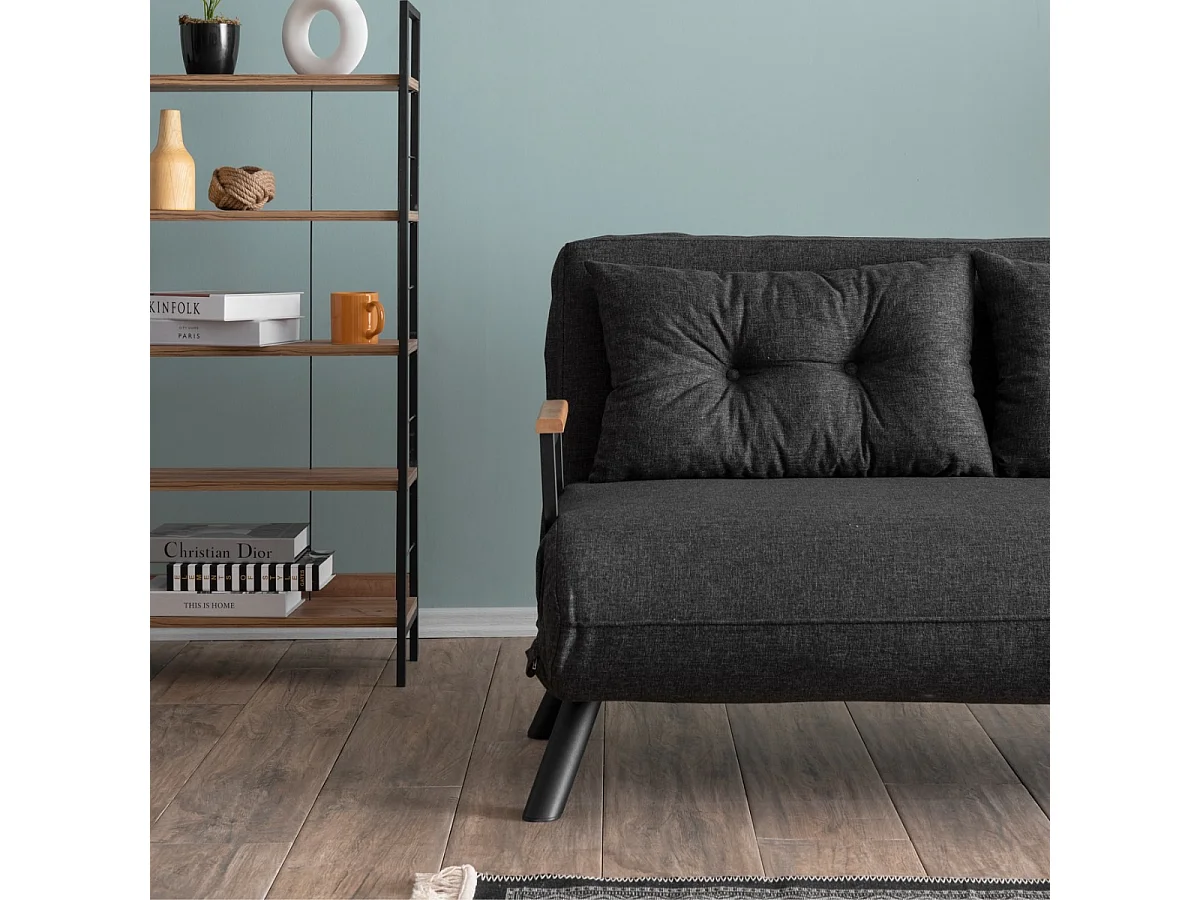 Schlafsofa für 2 Personen mit Stoffbezug und Metallfüßen L133 cm – SANDO