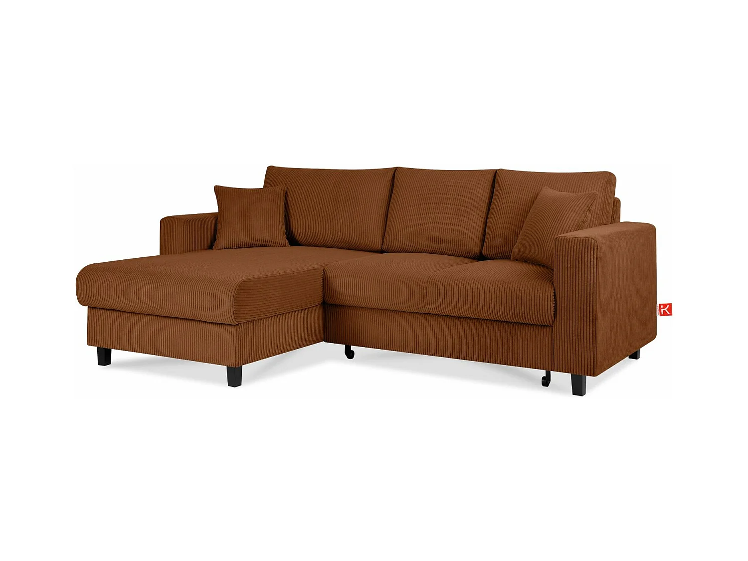 Ecksofa links - 3-Sitzer - EGRET - Rot-Orange