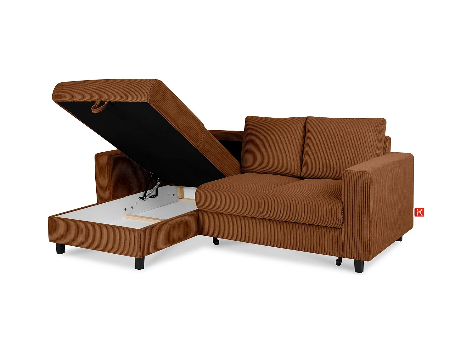 Ecksofa links - 3-Sitzer - EGRET - Rot-Orange