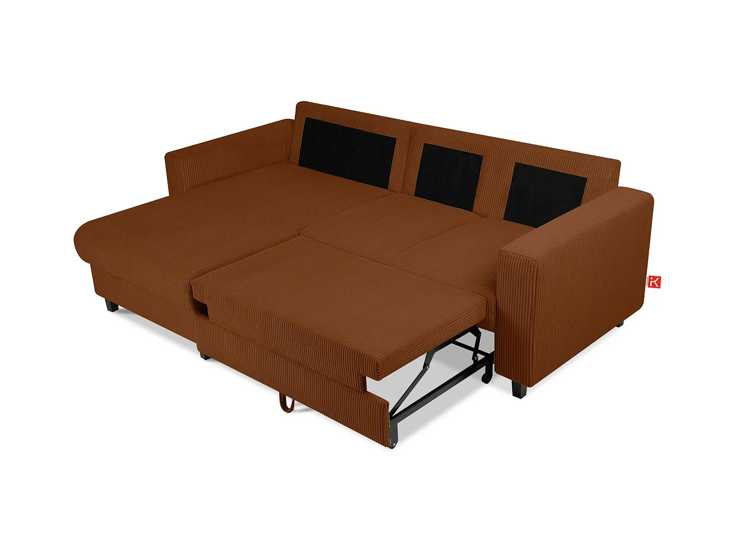 Ecksofa links - 3-Sitzer - EGRET - Rot-Orange