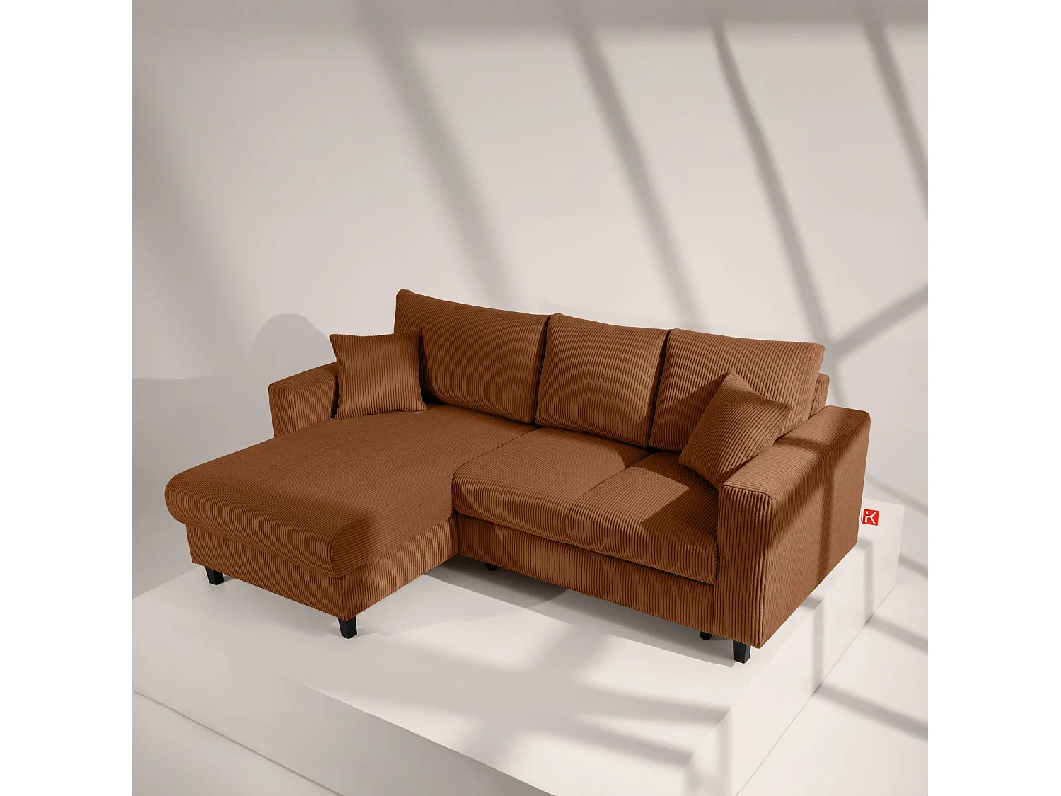 Ecksofa links - 3-Sitzer - EGRET - Rot-Orange