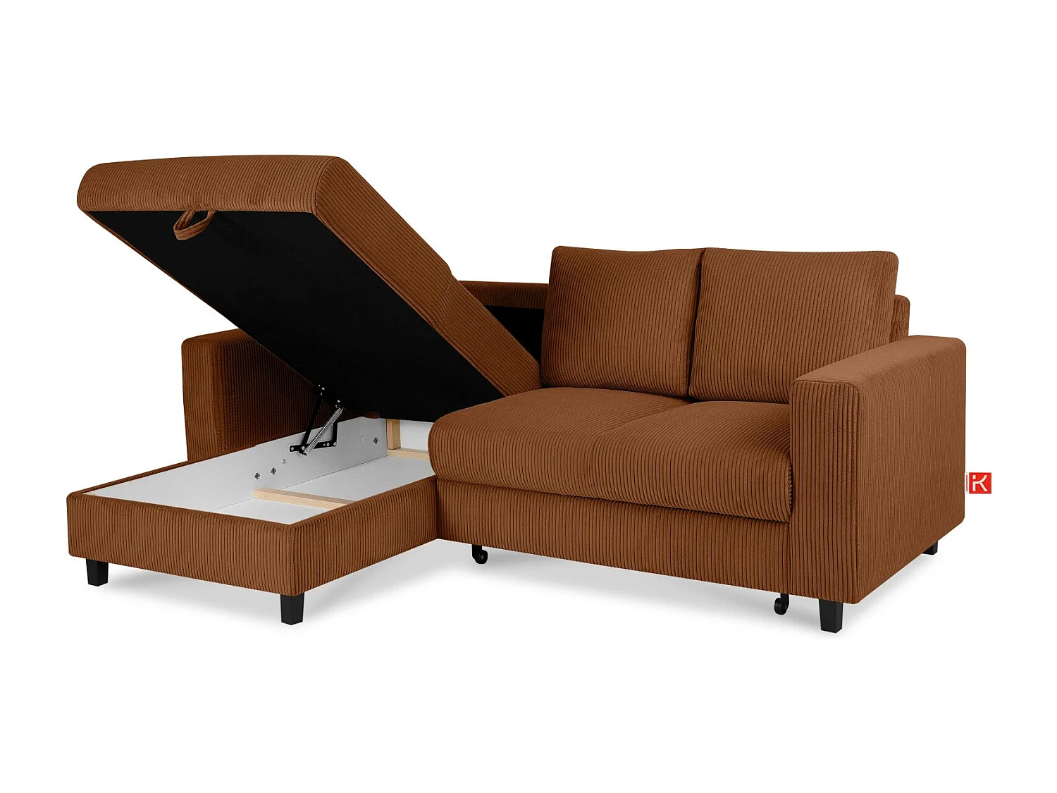 Ecksofa links - 3-Sitzer - EGRET - Rot-Orange