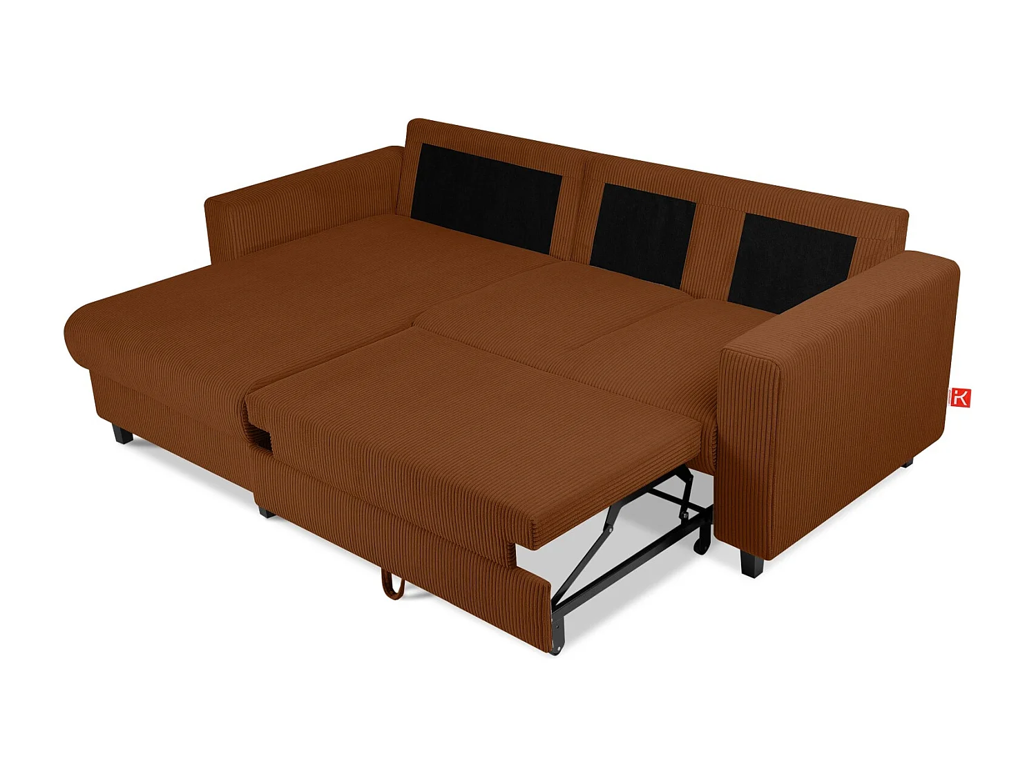 Ecksofa links - 3-Sitzer - EGRET - Rot-Orange