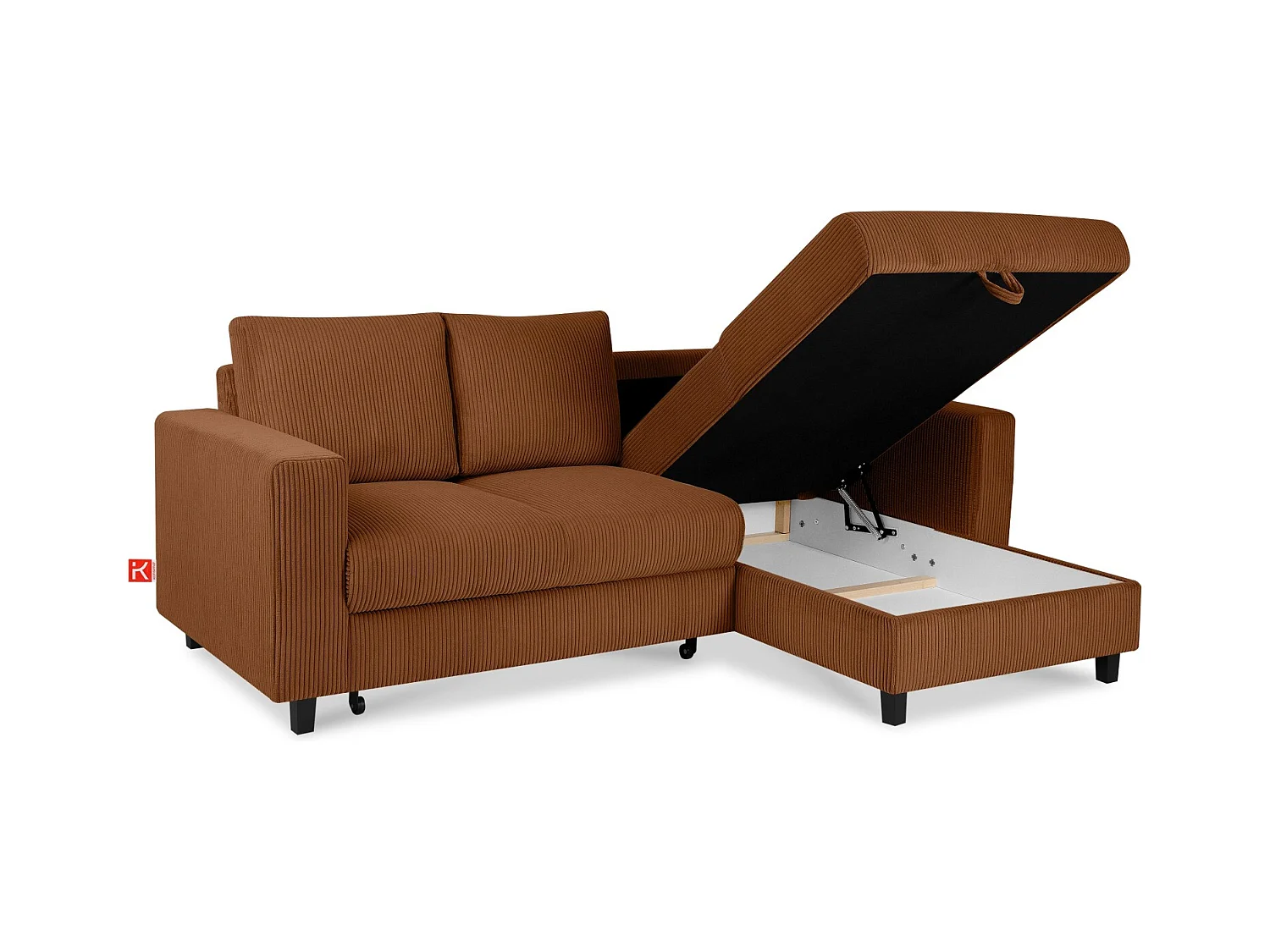 Ecksofa rechts - 3-Sitzer - EGRET - Rot-Orange