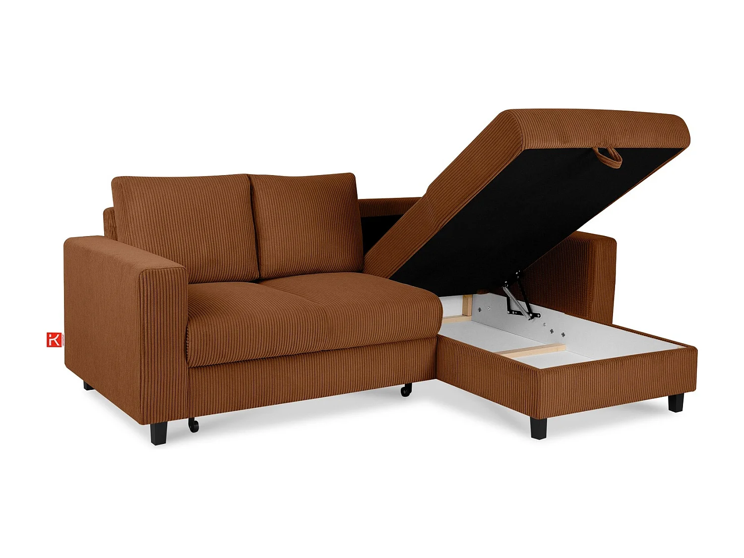 Ecksofa rechts - 3-Sitzer - EGRET - Rot-Orange