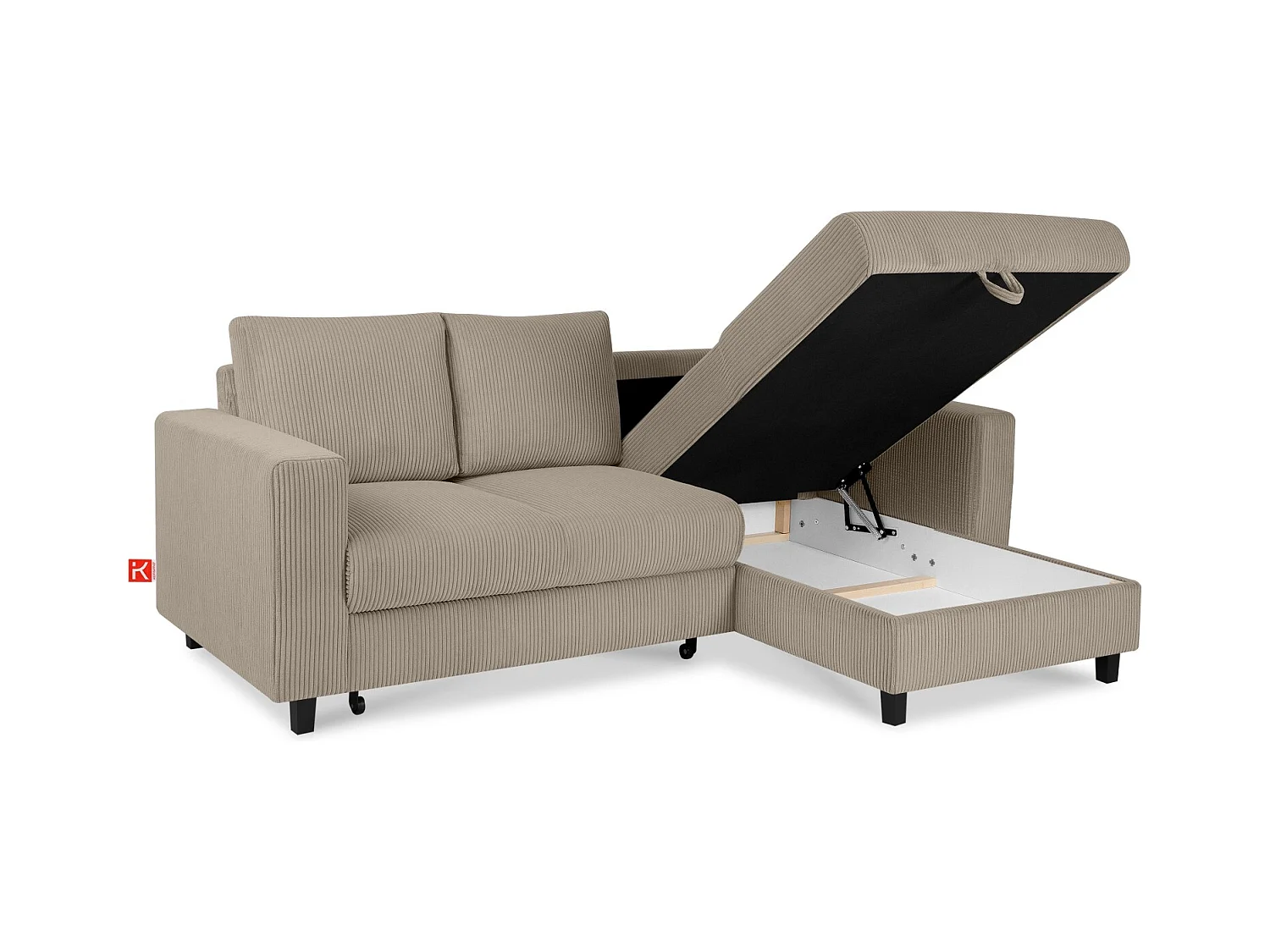 Ecksofa rechts - 3-Sitzer - EGRET - Beige