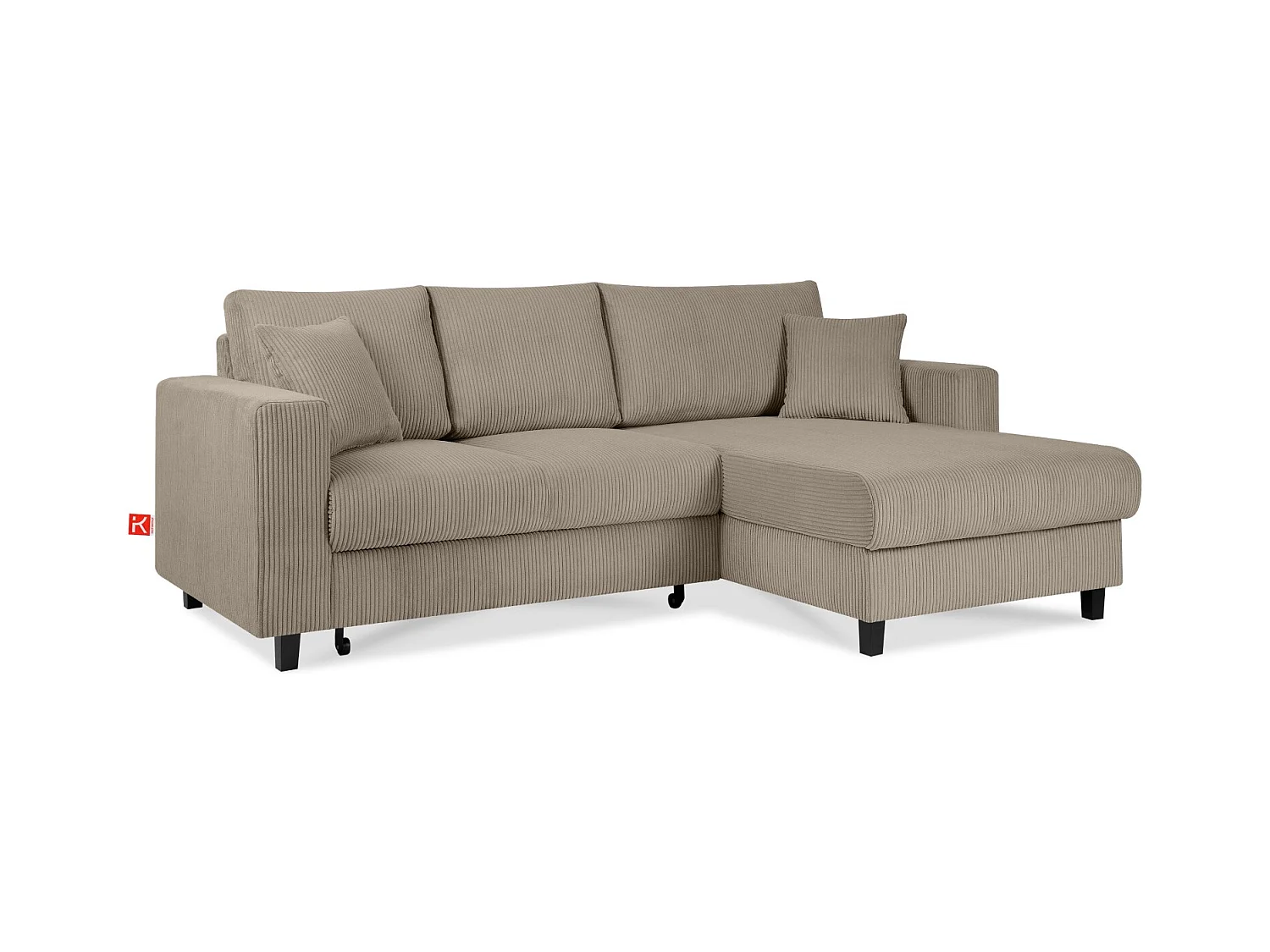 Canapé d'angle convertible droit - 3 places - EGRET - Beige