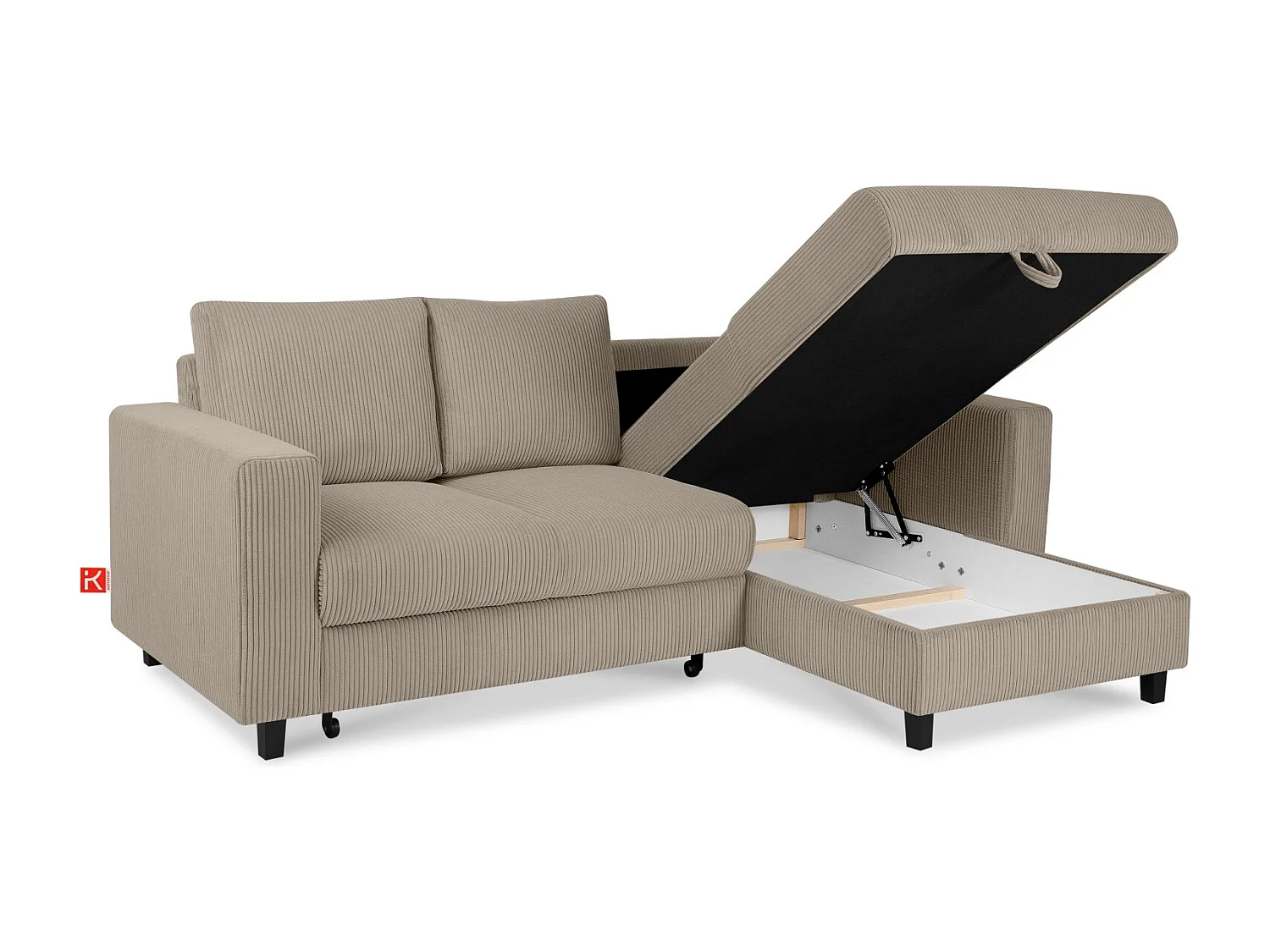 Ecksofa rechts - 3-Sitzer - EGRET - Beige
