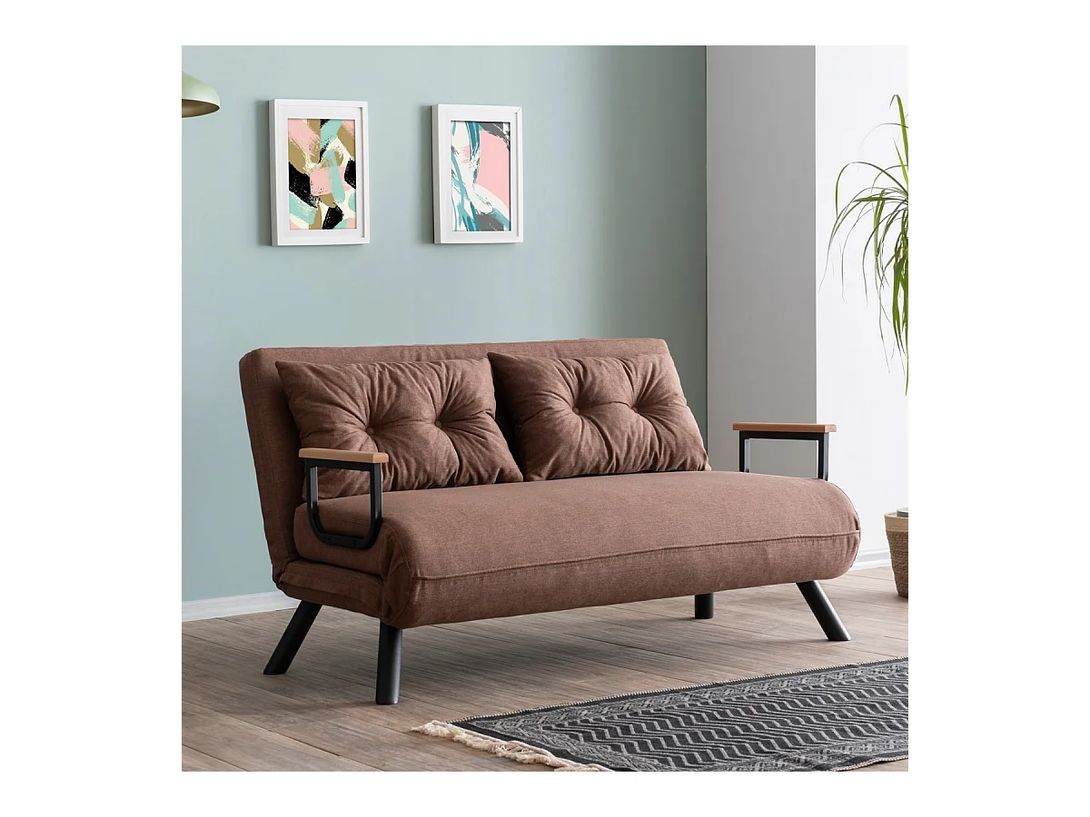 Canapé lit 2 places convertible en tissu avec pieds en métal L133 cm - SANDO