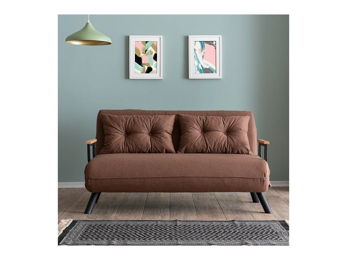 Canapé lit 2 places convertible en tissu avec pieds en métal L133 cm - SANDO