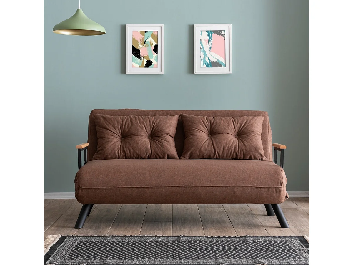 Schlafsofa für 2 Personen mit Stoffbezug und Metallfüßen L133 cm – SANDO