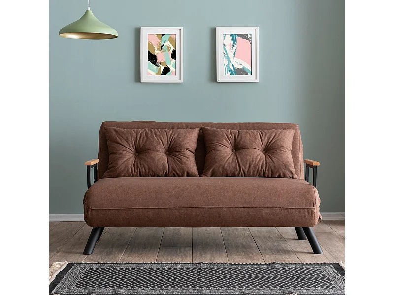 Canapé lit 2 places convertible en tissu avec pieds en métal L133 cm - SANDO