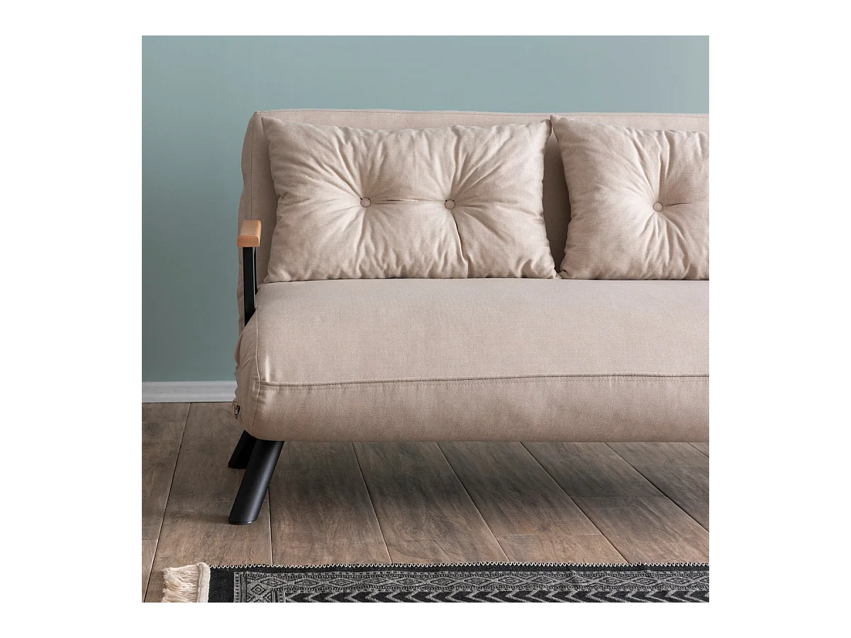 Canapé lit 2 places convertible en tissu avec pieds en métal L133 cm - SANDO