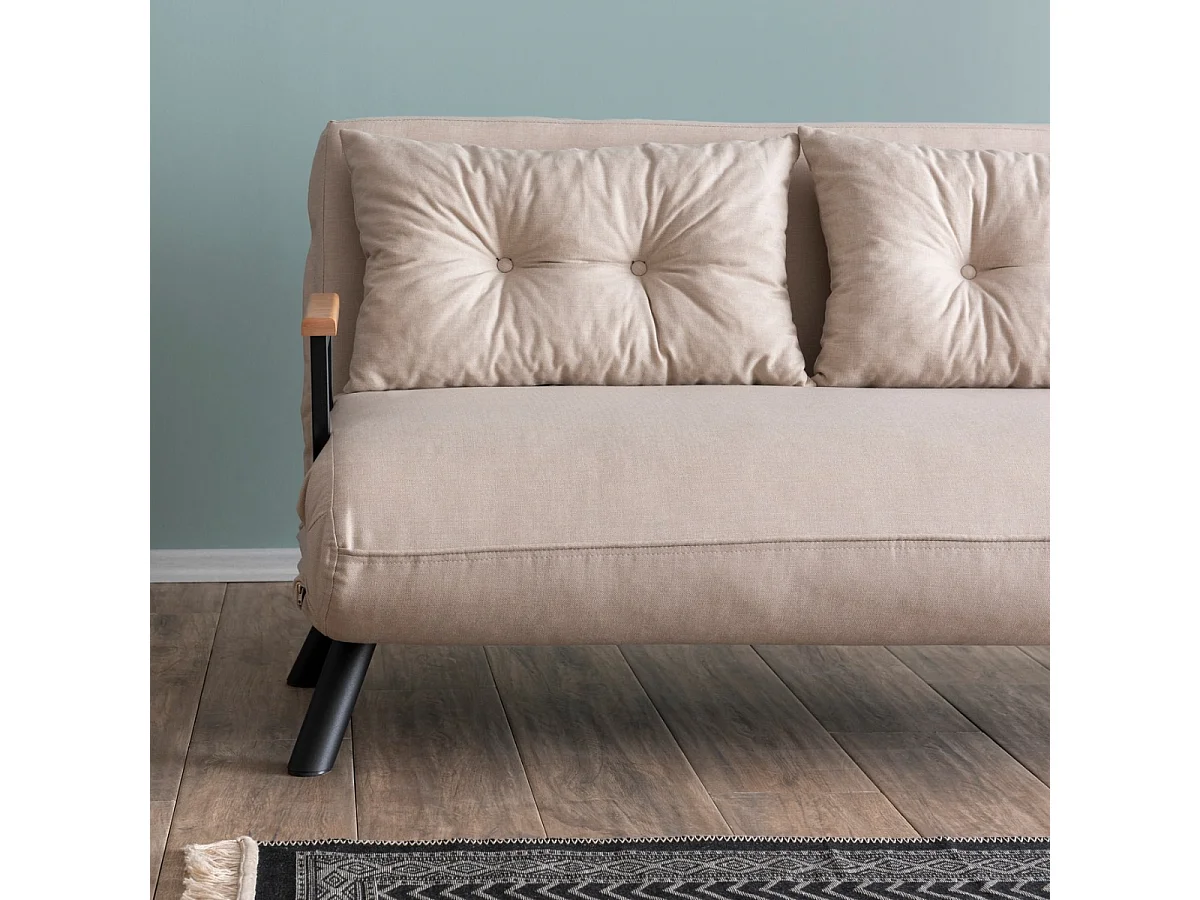 Canapé lit 2 places convertible en tissu avec pieds en métal L133 cm - SANDO