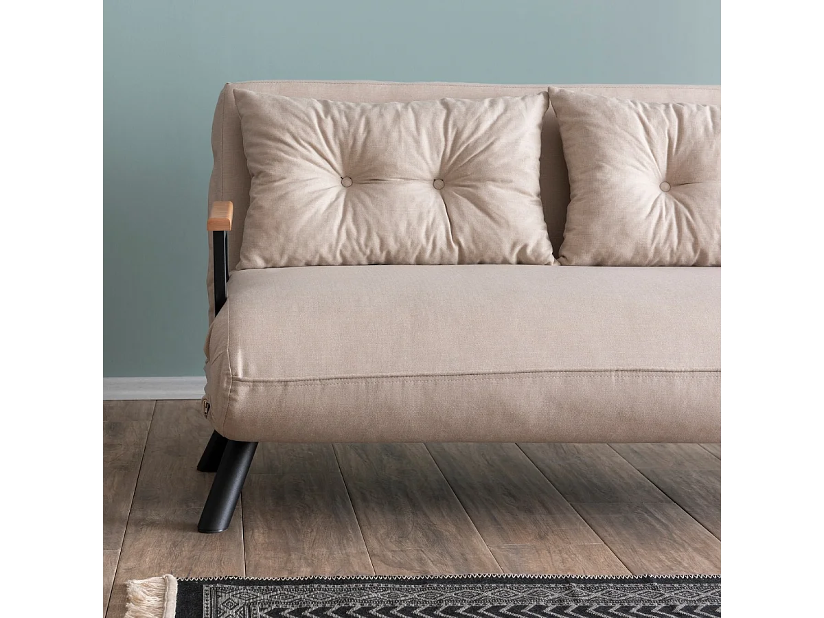 Canapé lit 2 places convertible en tissu avec pieds en métal L133 cm - SANDO