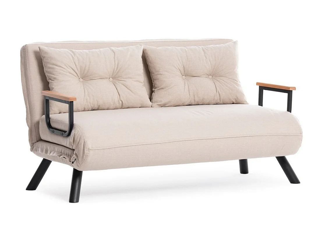 Canapé lit 2 places convertible en tissu avec pieds en métal L133 cm - SANDO