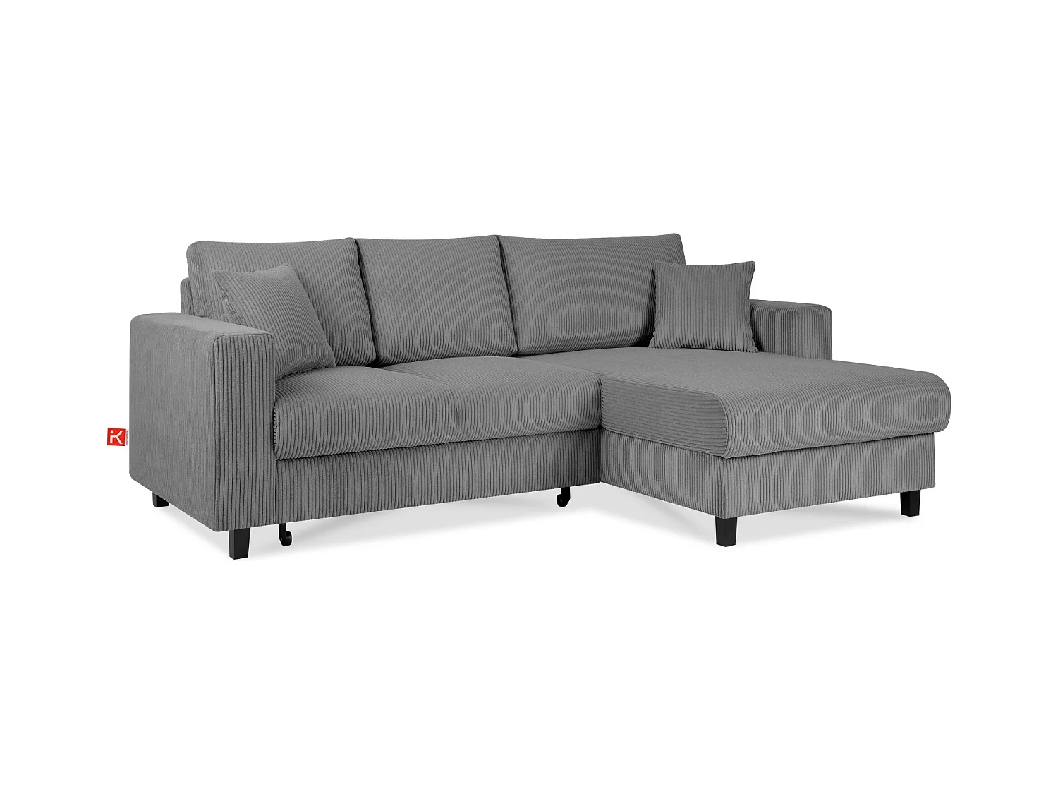 Canapé d'angle convertible droit - 3 places - EGRET - Gris foncé