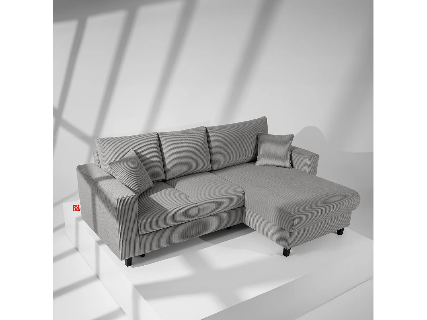 Ecksofa rechts - 3-Sitzer - EGRET - Dunkelgrau