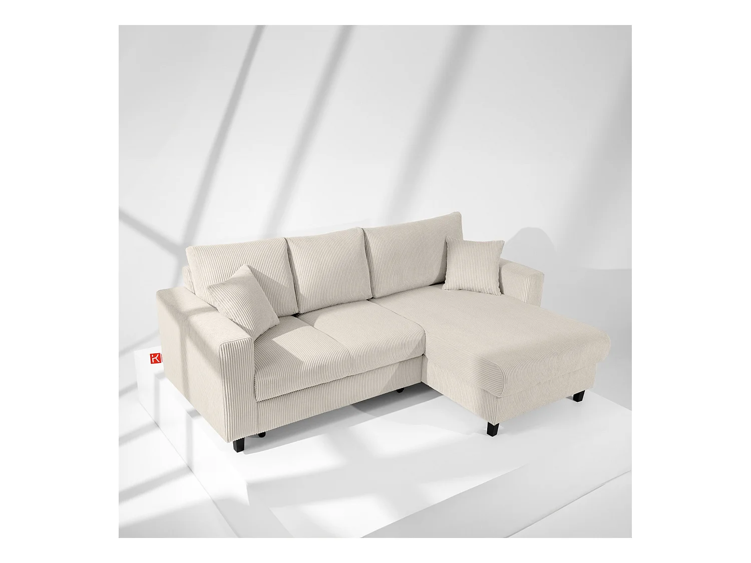 Ecksofa rechts - 3-Sitzer - EGRET - Creme