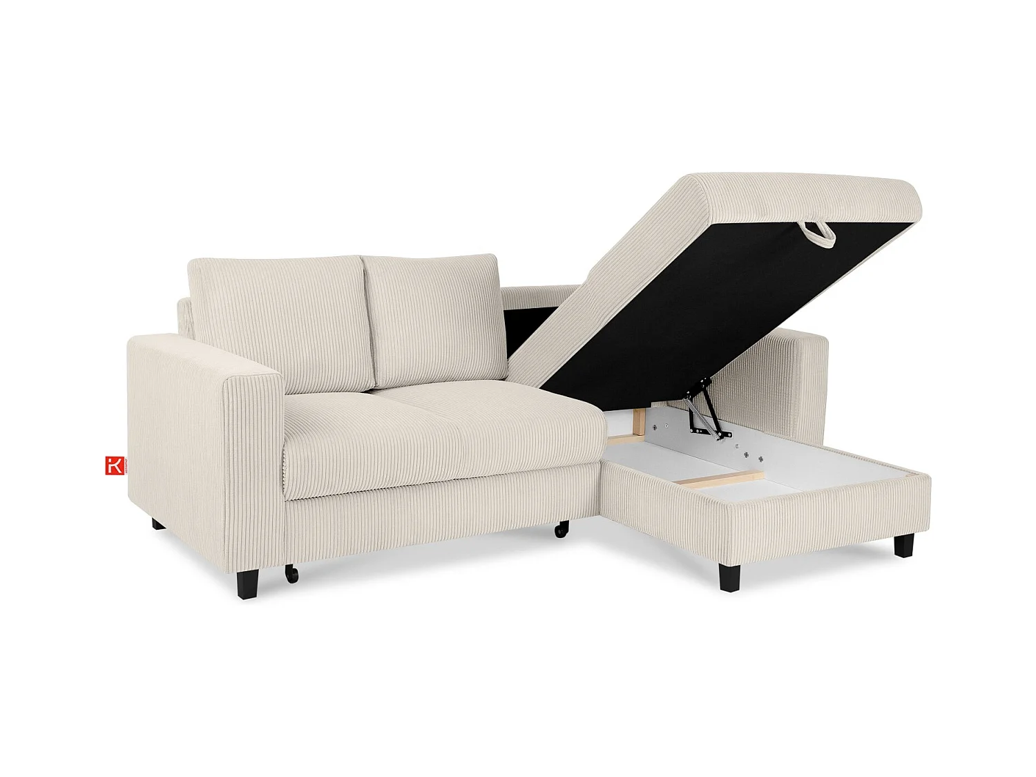 Ecksofa rechts - 3-Sitzer - EGRET - Creme