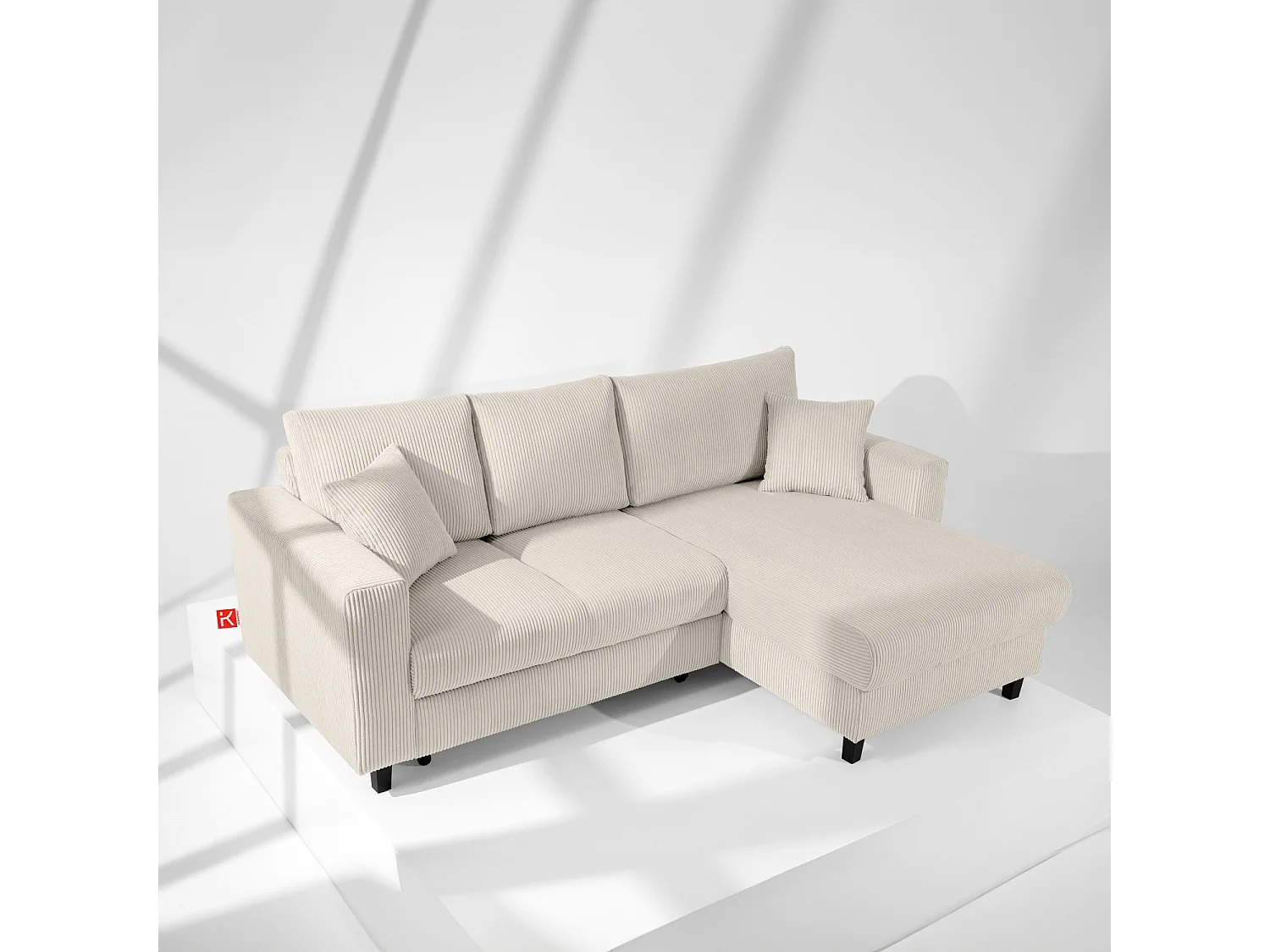 Ecksofa rechts - 3-Sitzer - EGRET - Creme