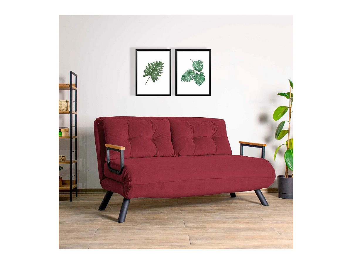 Canapé lit 2 places convertible en tissu avec pieds en métal L133 cm - SANDO