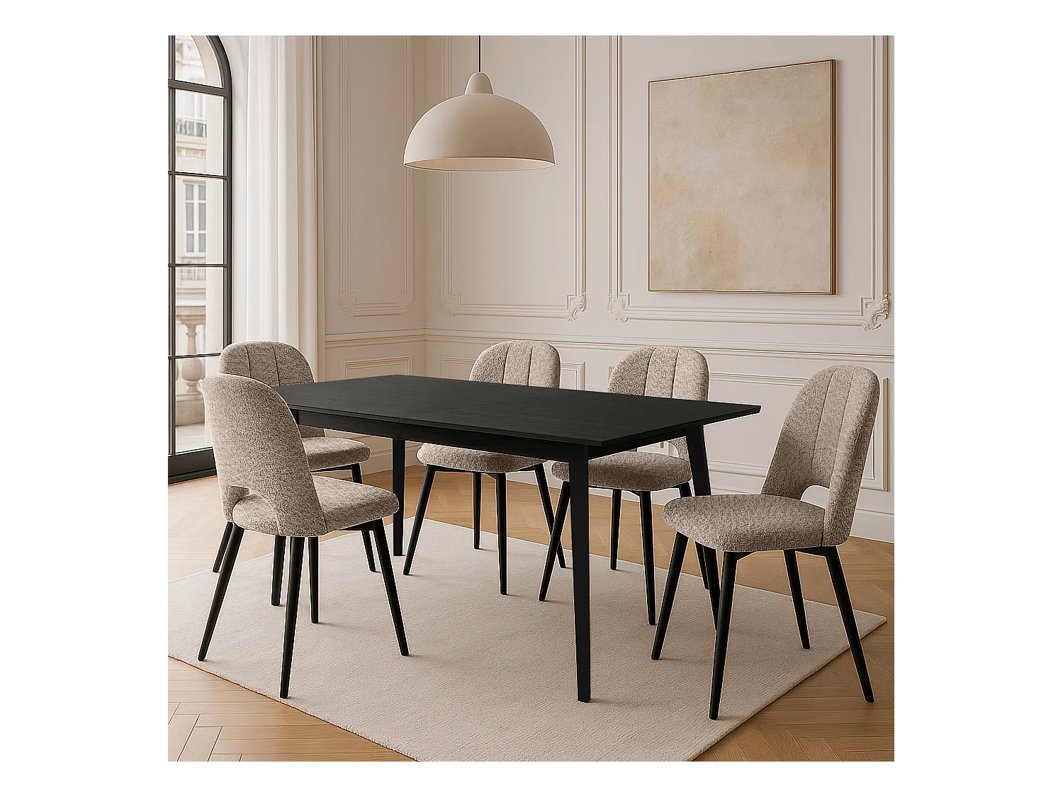 Table à manger VIDIS noir, dimensions 180x76x90 cm, idéal pour grandes pièces