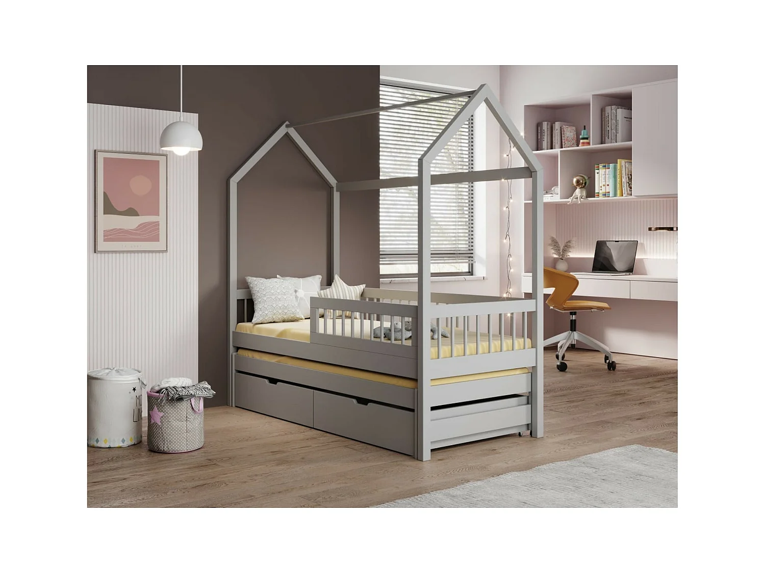 Letto Andes (90x200)/materasso incluso/grigio