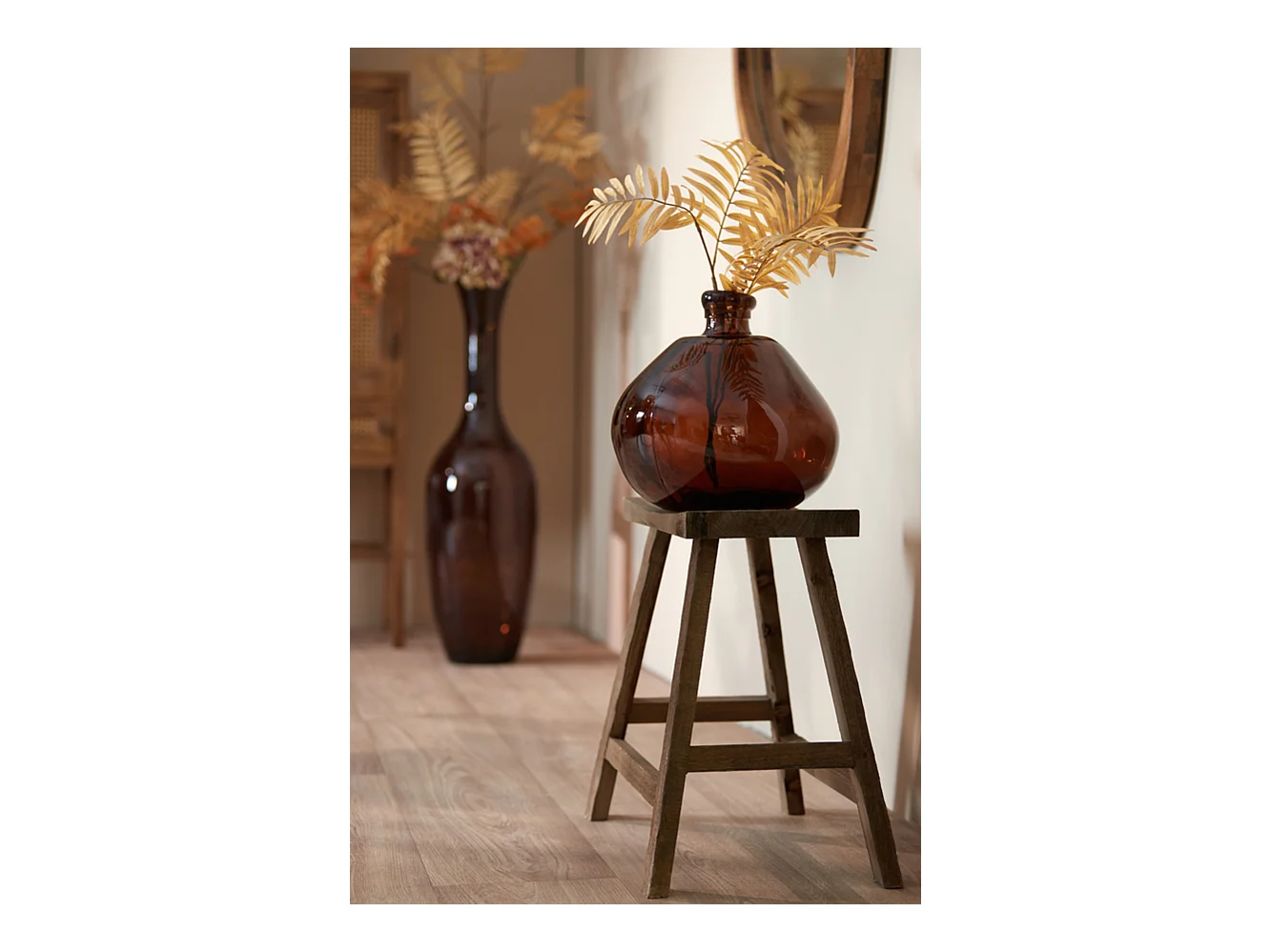 Tabouret SANZA - 47x24x50cm - Marron